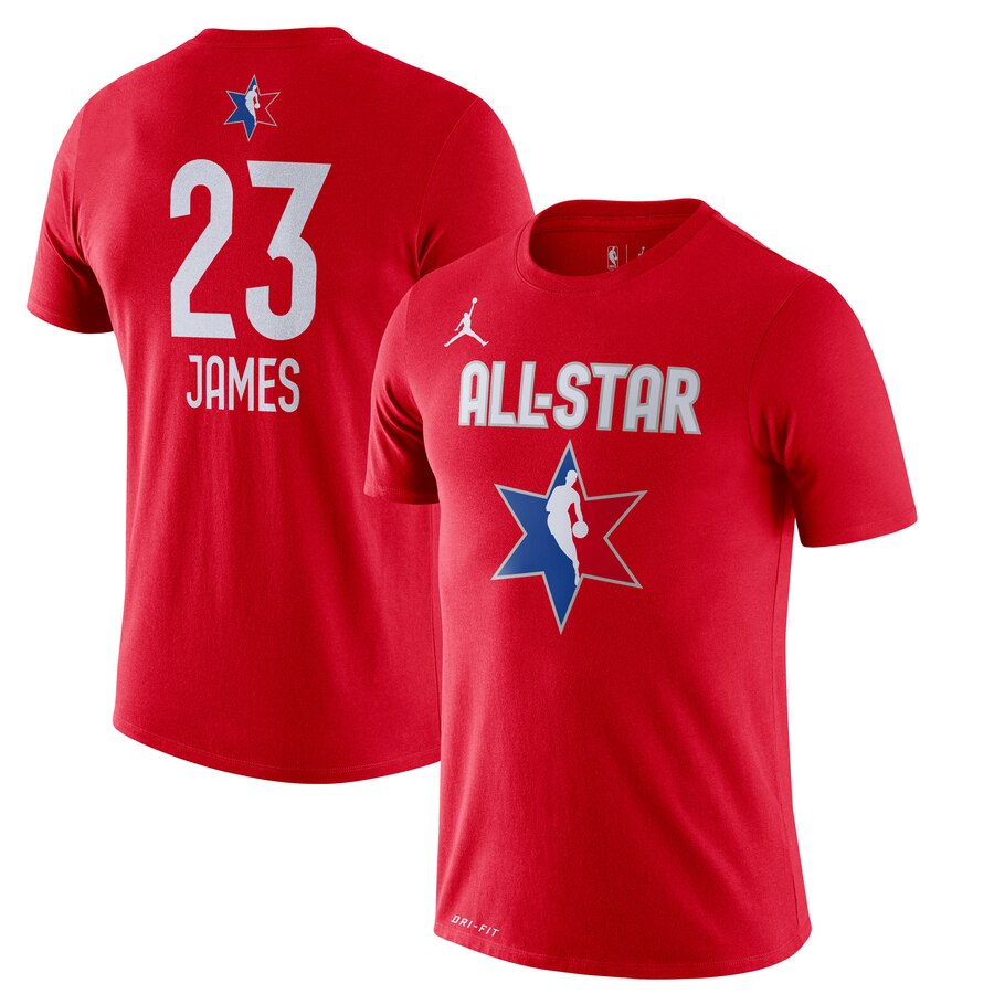 Men LeBron James Jordan Brand 2020 NBA AllStar Game Name & Number Player TShirt  Red